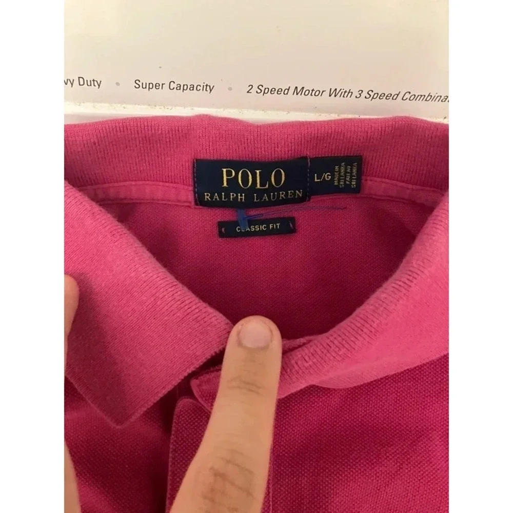 VTG Polo Ralph Lauren Hot Pink Lg Polo Button Up Golf Short Sleeve Preppy